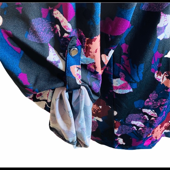 NY Collection Womens Blouse Multicolor Floral PL - Picture 6 of 8